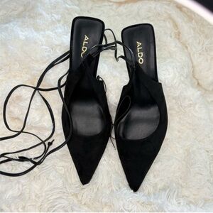Aldo Elegant Black Lace-Up Heels